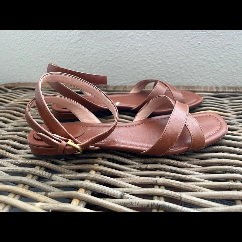 J. Crew Abbie Leather Cross Strap Sandals - Picture 2 of 4